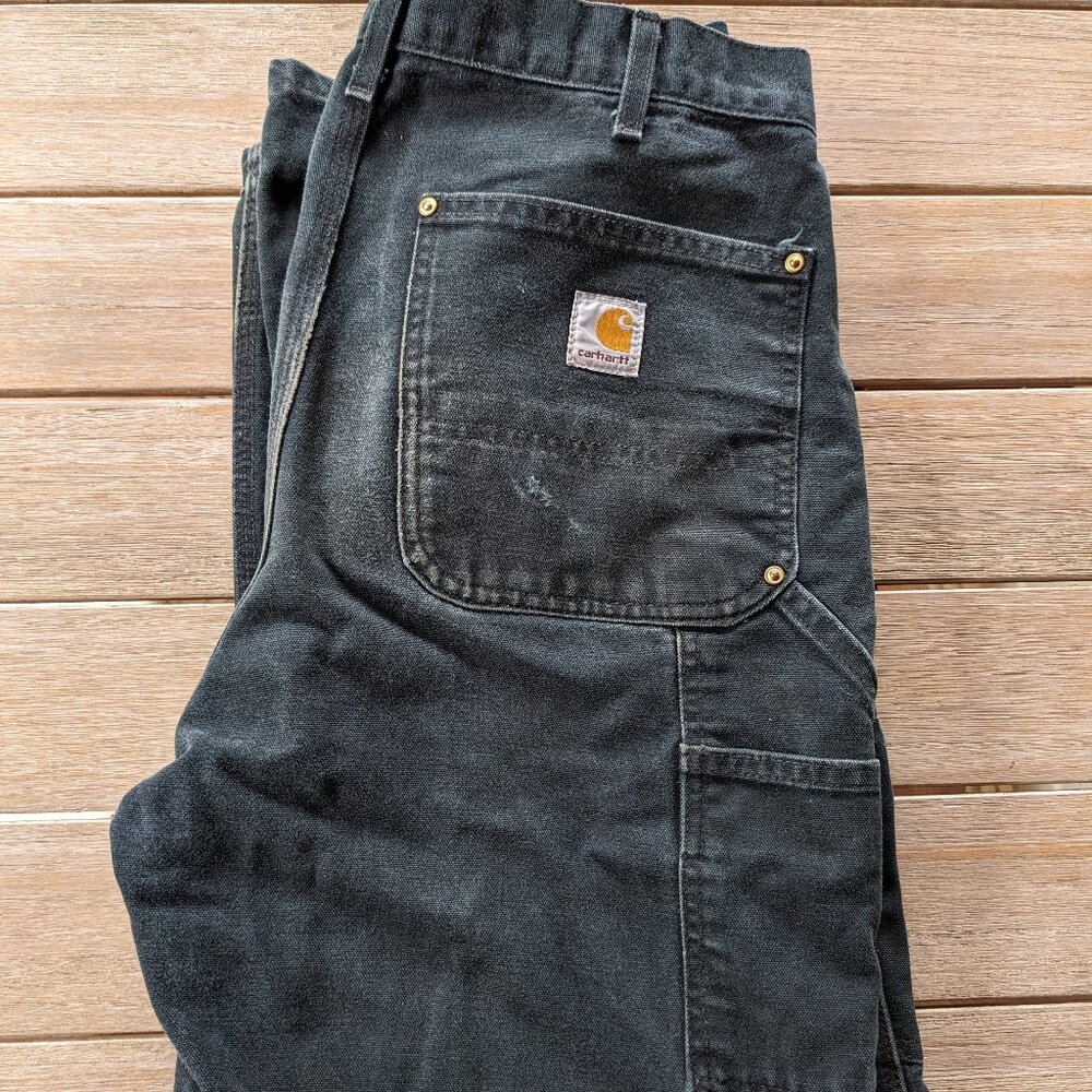 Vintage CARHARTT USA Men's 34x32 Black Double Knee BO1 BRN Work Pants